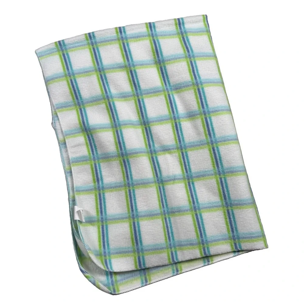 Luv n' care Pastel Plaid Baby Blanket Fleece Cream Ivory White Green Blue 2002